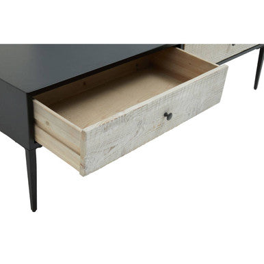 Luxor grey recycled pine coffee table, styled living room 4