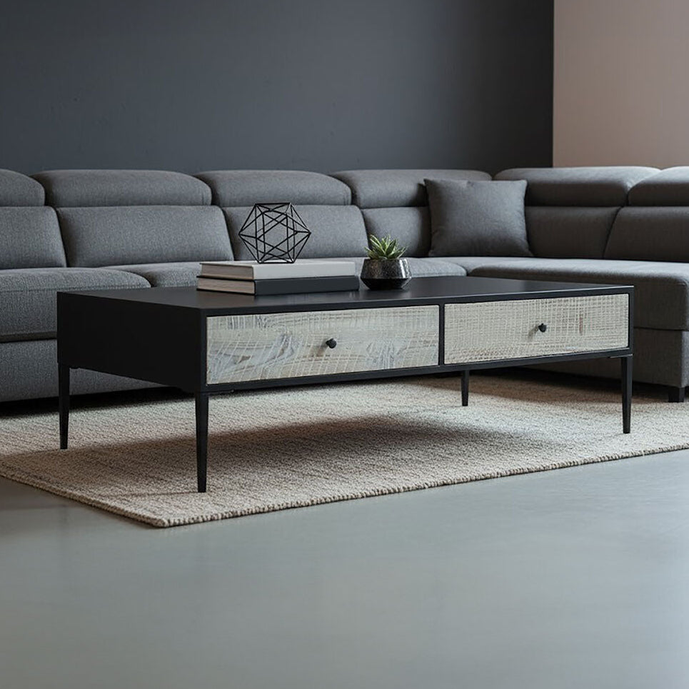 Luxor grey recycled pine coffee table, front view