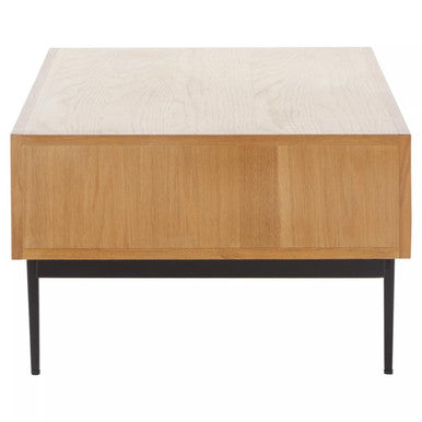 Jakara natural oak veneer 2 drawer coffee table, drawer detail