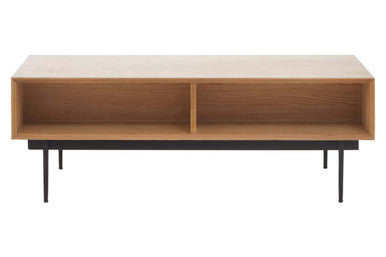 Jakara natural oak veneer 2 drawer coffee table, styled living room 2