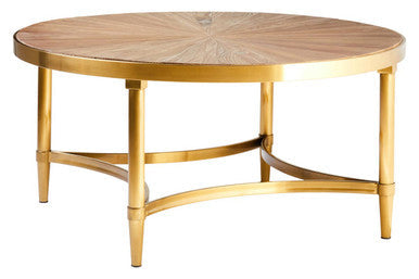 Jana natural wood round coffee table, front view