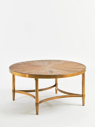 Jana natural wood round coffee table, tabletop detail