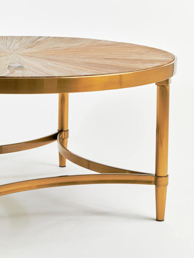 Jana natural wood round coffee table, base detail