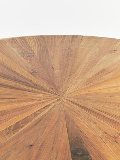 Jana natural wood round coffee table, styled view