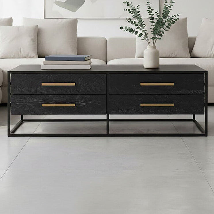 Judd black oak veneer 4 drawer coffee table, front view