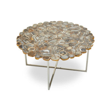 Rabia natural agate coffee table, side angle