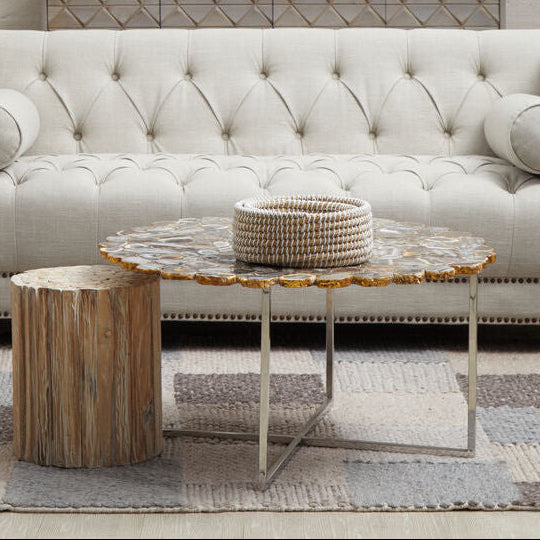 Rabia natural agate coffee table, styled living room 1
