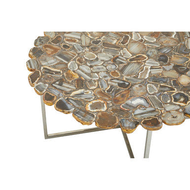 Rabia natural agate coffee table, close up view 1