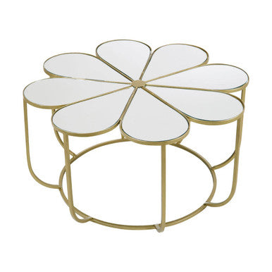Rabia mirrored petal design coffee table, tabletop detail