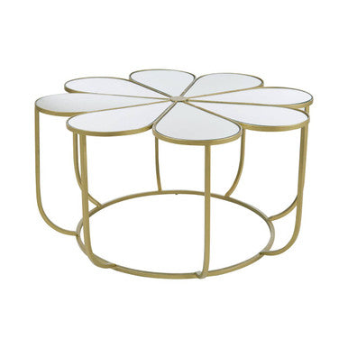 Rabia mirrored petal design coffee table, front view