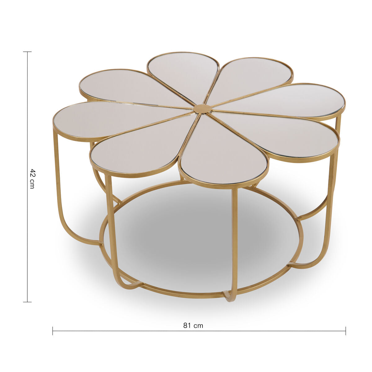 Rabia mirrored petal design coffee table, additional view