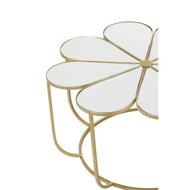 Rabia mirrored petal design coffee table, close up view 1