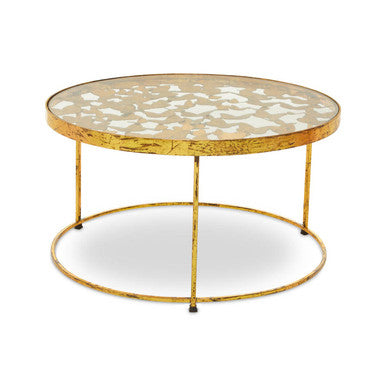 Rabia gold butterfly design coffee table, side angle