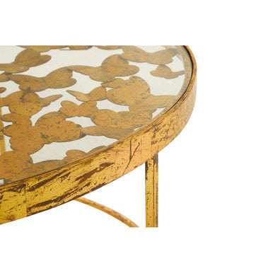 Rabia gold butterfly design coffee table, close up view 2