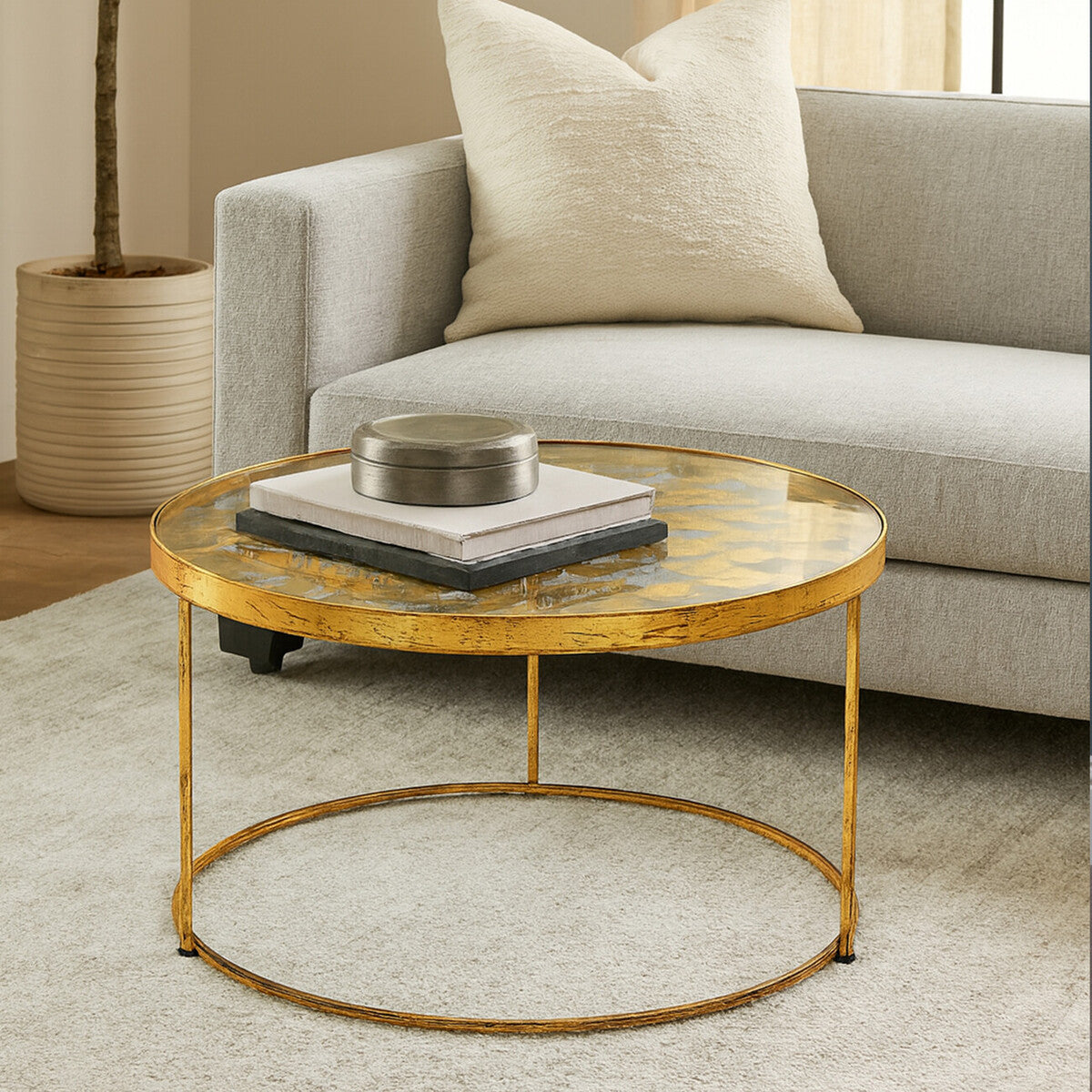 Rabia gold butterfly design coffee table, front view