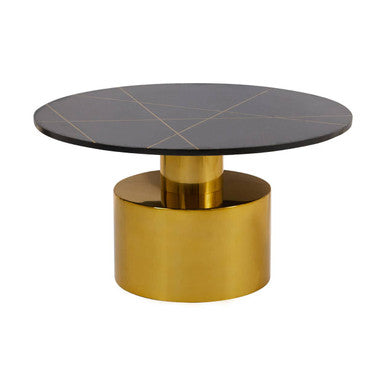 Rabia black marble round coffee table, tabletop detail