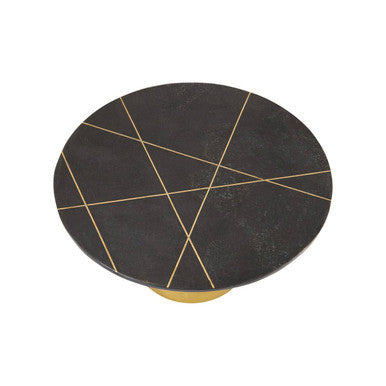 Rabia black marble round coffee table, base detail