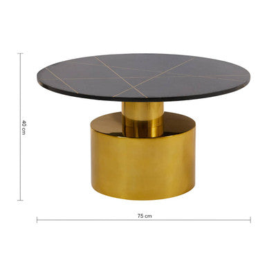 Rabia black marble round coffee table, additional view