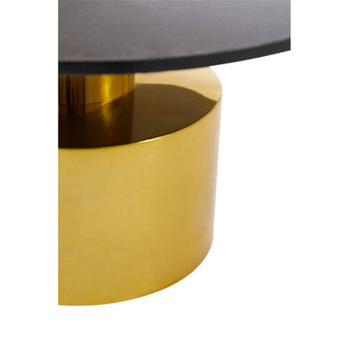 Rabia black marble round coffee table, styled view 2