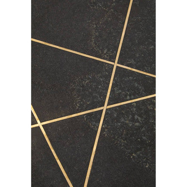 Rabia black marble round coffee table, styled view 3