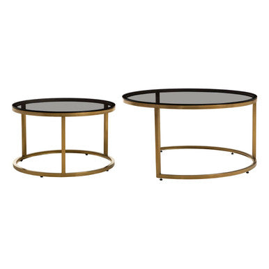 Alana black glass nesting coffee tables, styled living room 1