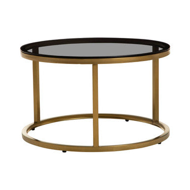 Alana black glass nesting coffee tables, frame detail