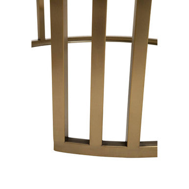 Alana black glass nesting coffee tables gold finish, close up view 4