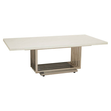 Ivory marble effect coffee table, side angle