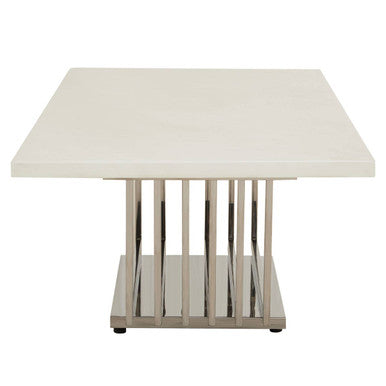 Ivory marble effect coffee table, top down view