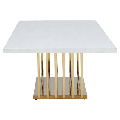 Moda ivory marble effect gold base coffee table, base detail