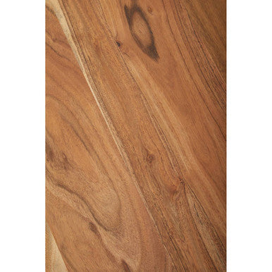 Boho acacia wood round coffee table, styled view 2