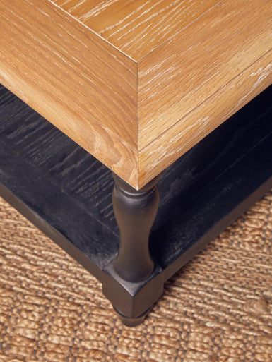 Kensington Townhouse grey wash coffee table, styled view 4