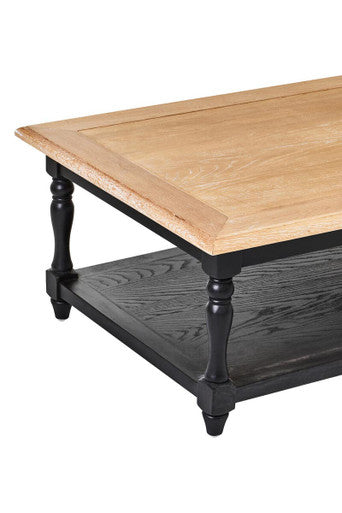 Kensington Townhouse grey wash coffee table, undershelf detail