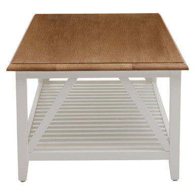 Parkside natural oak coffee table, base detail