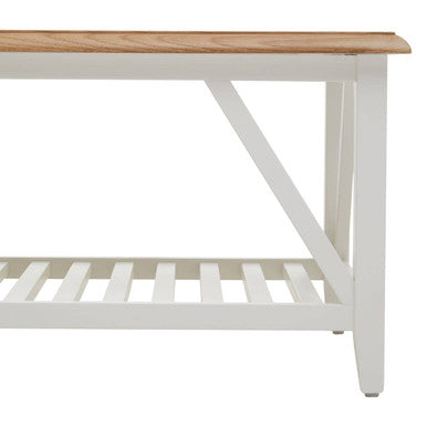 Parkside natural oak coffee table, close up view 1