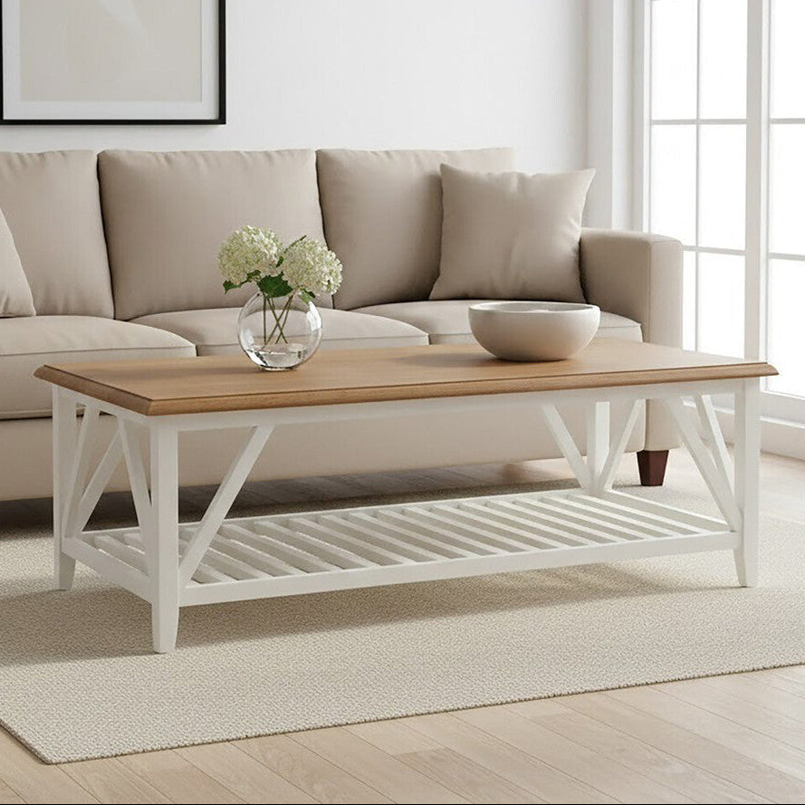 Parkside natural oak coffee table, front view
