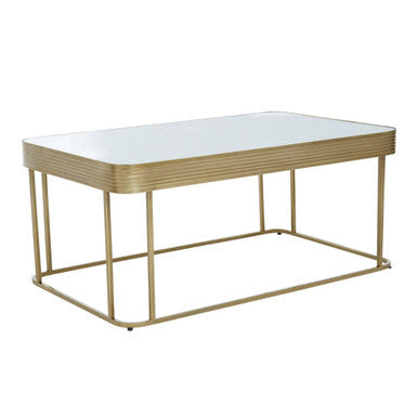 Ella gold finish mirrored coffee table, tabletop detail