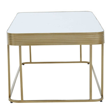Ella gold finish mirrored coffee table, frame detail