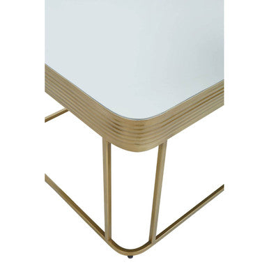 Ella gold finish mirrored coffee table, close up view 2