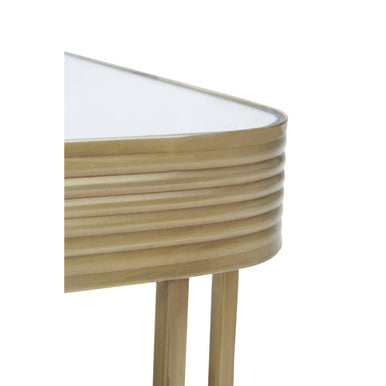 Ella gold finish mirrored coffee table, close up view 4
