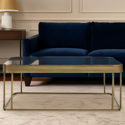 Ella gold finish mirrored coffee table, front view