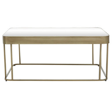 Ella gold finish mirrored coffee table, styled room view