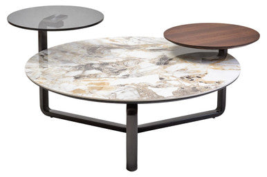 Imperia 3 Tier Round Ceramic Marble Effect Coffee Table