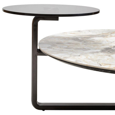 Imperia 3 Tier Round Ceramic Marble Effect Coffee Table