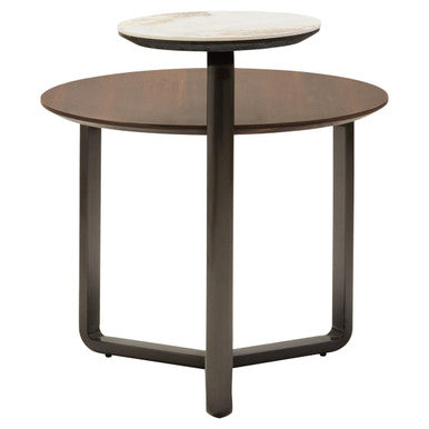 Imperia 2 Tier Round Veneer and Ceramic Coffee Table