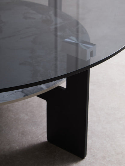 Imperia Round Grey Glass And Ceramic Large Coffee Table