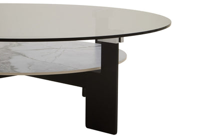 Imperia Round Grey Glass And Ceramic Large Coffee Table