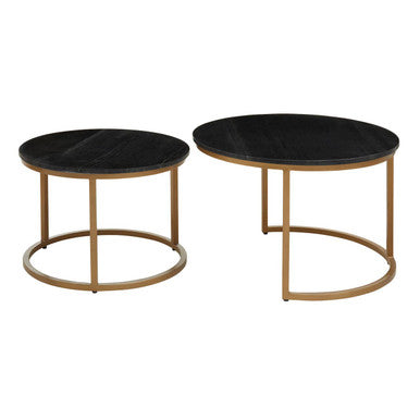 Varana black marble and gold nesting coffee tables, tabletop detail