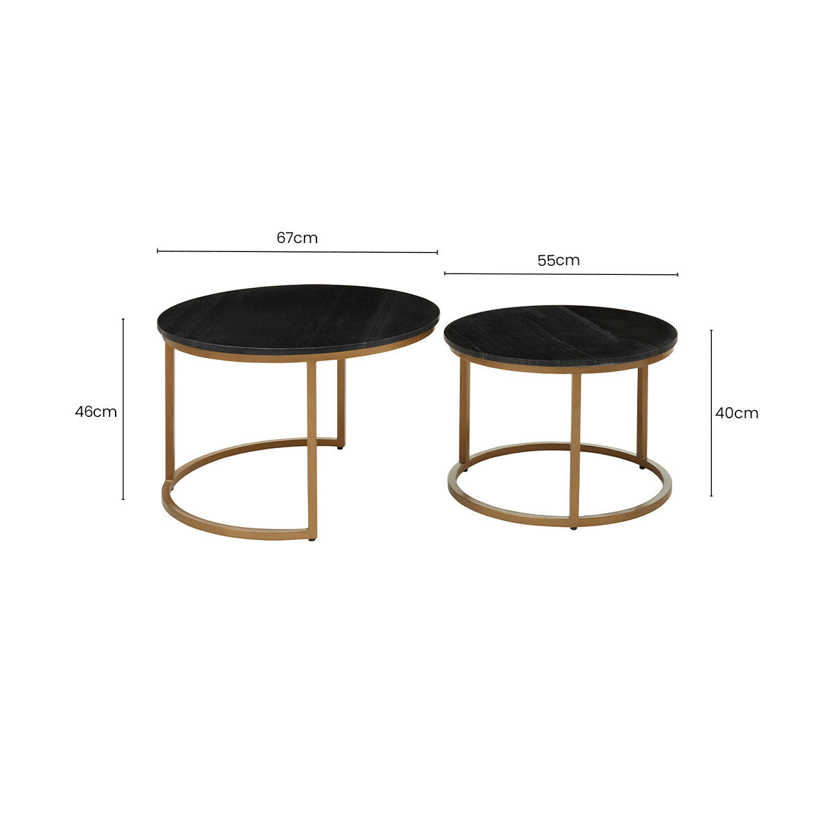 Varana black marble and gold nesting coffee tables, additional view