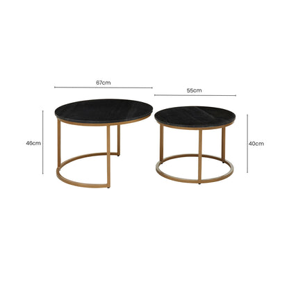 Varana black marble and gold nesting coffee tables, additional view
